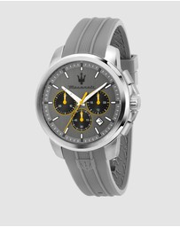 Maserati - Maserati Successo 42mm Chrono Gray Dial Gray Silicone Strap  Watch