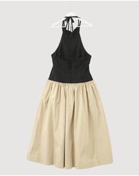 Revibe - Repaired Shona Joy Campbell Contrast Halter Neck Midi Dress - AU 14