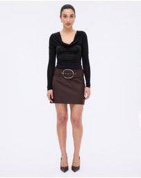 Minima Esenciales - Kian Wool Blend Belted Mini Skirt