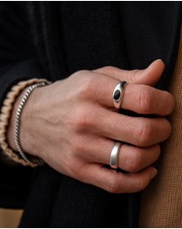 Kuzzoi - ICONIC EXCLUSIVE - Ring Male Signet Enamel 925 Sterling Silver