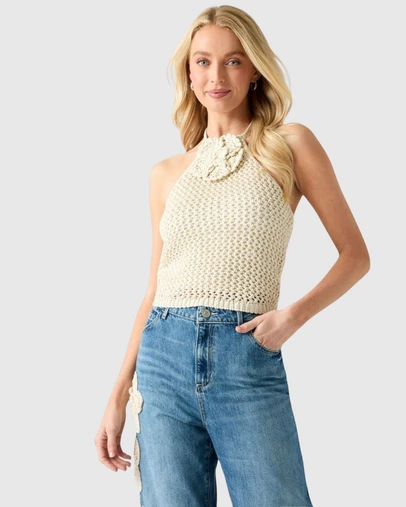 GUESS - Alicia Crochet Flower Sweater