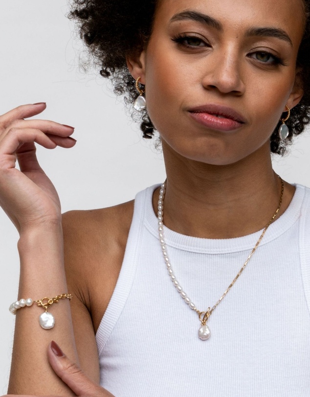 Dower & Hall - Women's Timeless Keshi Pearl Chain Bracelet In Gold Vermeil