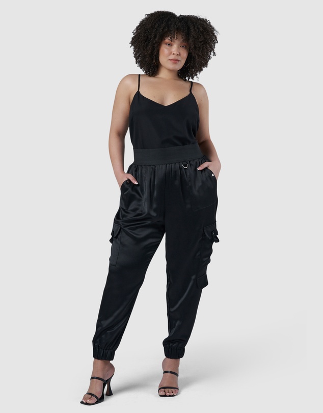 Sunday In The City - Jaded Satin Cargo Pants