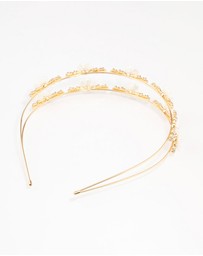 Lovisa - Gold Mini Crystal Flower Beaded Headband