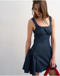 TOPSHOP - Eva Denim Peplum Hem Mini Dress