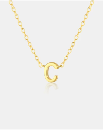 The Silver Collective - Petite A-Z Letter Necklace - C