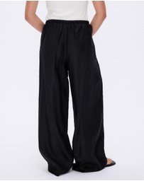 Minima Esenciales - Saffi Mid Rise Wide Leg Linen Pants