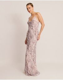 Six Stories - Strappy Coursage Beaded Abstract Maxi Dress
