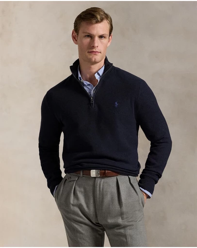 Polo Ralph Lauren - Mesh-Knit Cotton Quarter-Zip Sweater