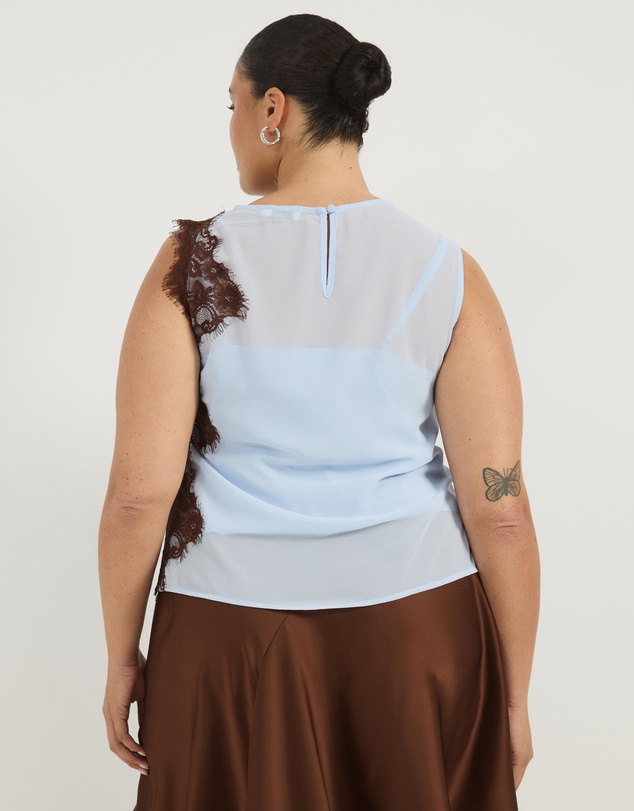 Atmos&Here Curvy - Iris Contrast Lace Insert Georgette Top