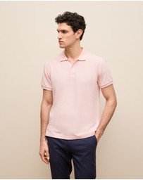Trenery - Pique Monogram Short Sleeve Polo in Soft Pink