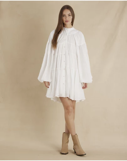 Amelius - Isabelle Ramie Tiered Mini Dress