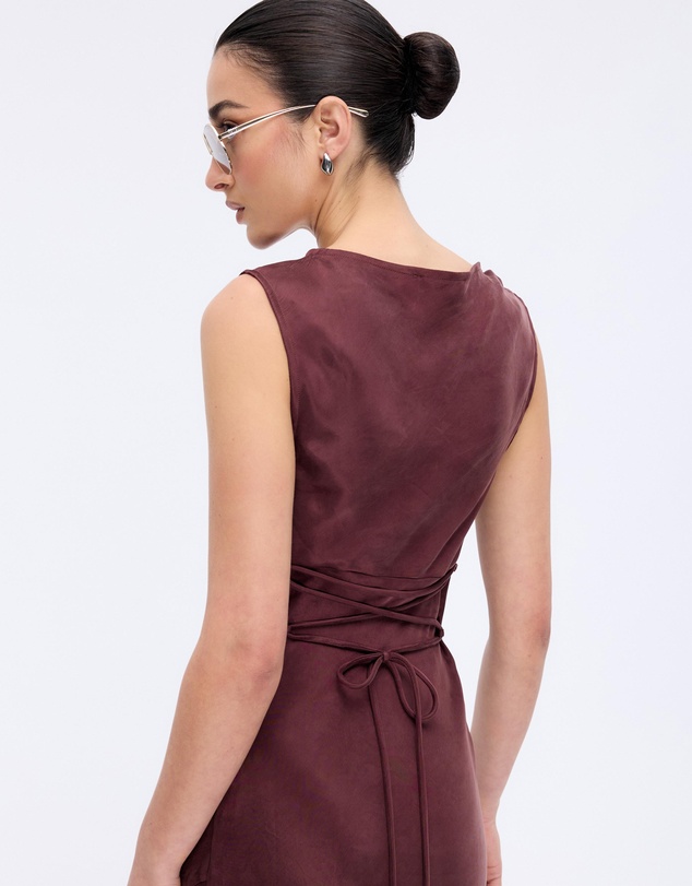 Minima Esenciales - Florence Cupro Lace Up Back Midi Dress