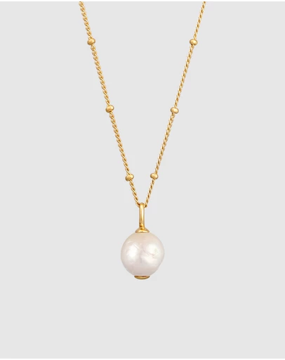 Elli Jewelry - Baroque Pearl Pendant Necklace in Gold-Plated 925 Silver
