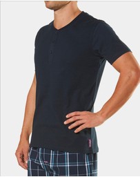Mitch Dowd - Short Sleeve Henley Tee - Navy