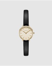 Breda - Beverly Gold and Black Leather Band Watch, 25MM