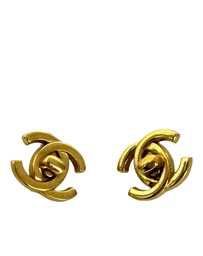Pre-Loved by Azura Reborn - Pre-Loved CC Gold Plated Turn Lock Clip on Earrings