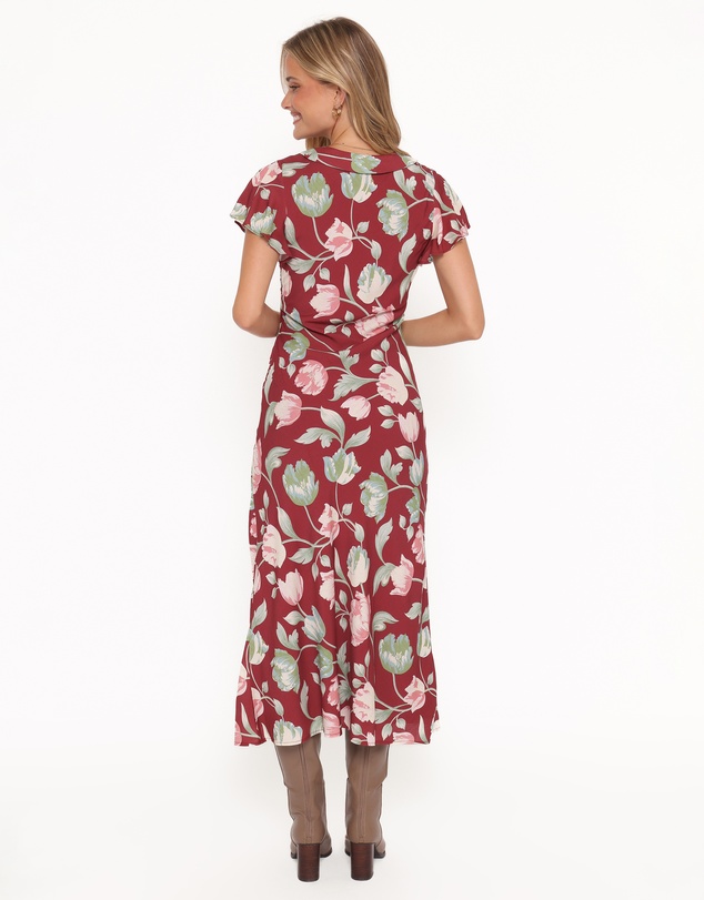 Petal & Pup - Linden Midi Dress - Red Tulip Floral