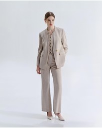 IDA+S - Liora Silk Wool Straight Leg Suit Pants