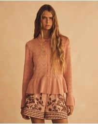 AUR OCEA - Crochet Ruffle Cardigan