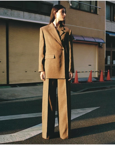 M.N.G - Herringbone Double-Breasted Suit Blazer