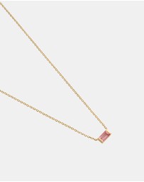 Kirstin Ash - Baguette Birthstone Necklace October Pink Topaz