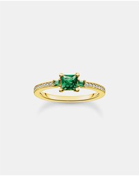 THOMAS SABO - Ring with green and white stones gold