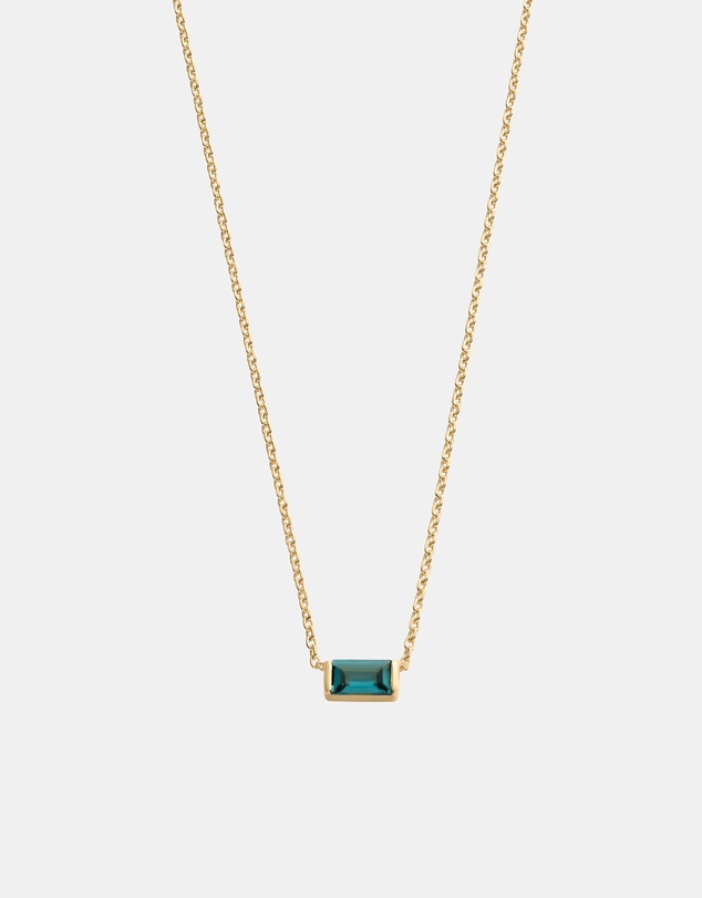 Kirstin Ash - Baguette Birthstone Necklace September London Blue Topaz