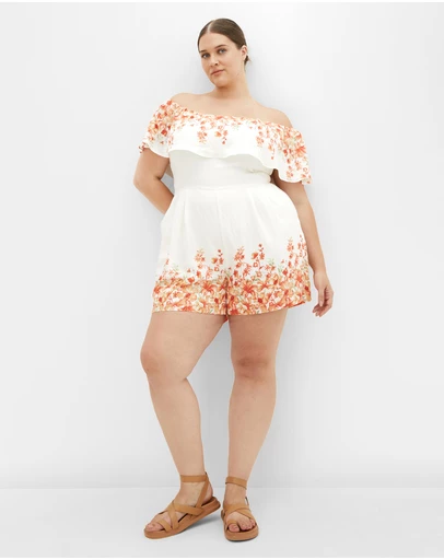 City Chic - Poppy Print Playsuit