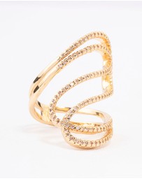 Lovisa - Gold Plated Lovely Ribbon Cubic Zirconia Cocktail Ring