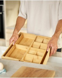 Joseph Joseph - DrawerStore™ Bamboo Expandable Cutlery, Utensil & Gadgets Organiser