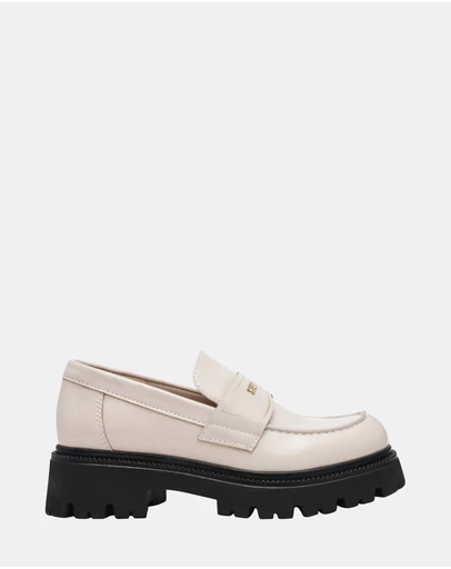 Steve Madden - File-Away Bone Box Leather Loafers