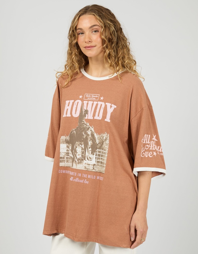 All About Eve - Howdy Oversized Tee Cinnamon