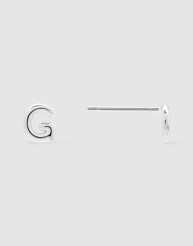 Wanderlust + Co - Alphabet Bubble Silver Stud Earrings - Letter G