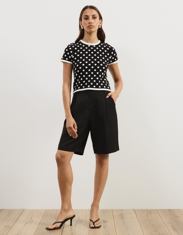Atmos&Here - Kallie Polka Dot Short Sleeve Knit Top