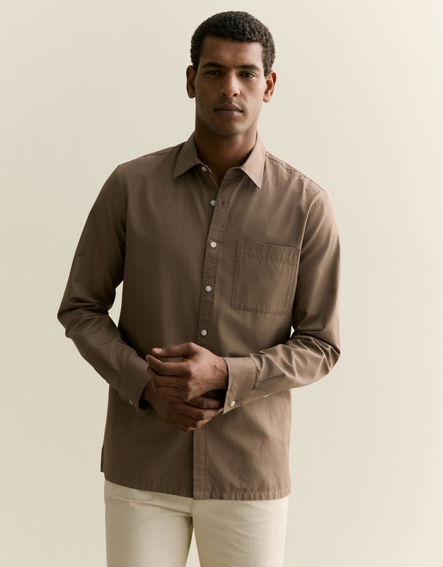 Trenery - Cotton Textured Shirt in Walnut