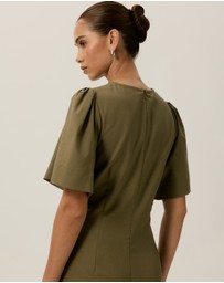 Tussah - Zoe Pintuck Detail Flutter Sleeve Midi Dress