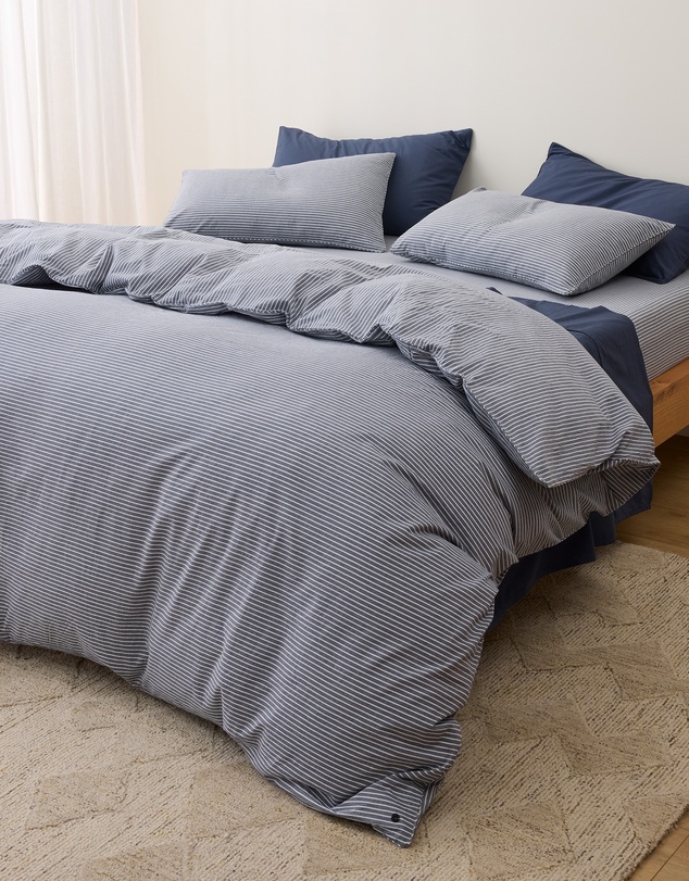 Sheet Society - Leo Washed Cotton Stripe Quilt Cover Set
