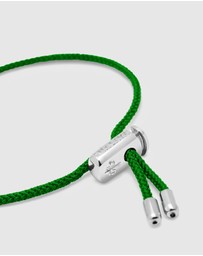 Nialaya Jewellery - Men's Green String Bracelet with Adjustable Silver Lock
