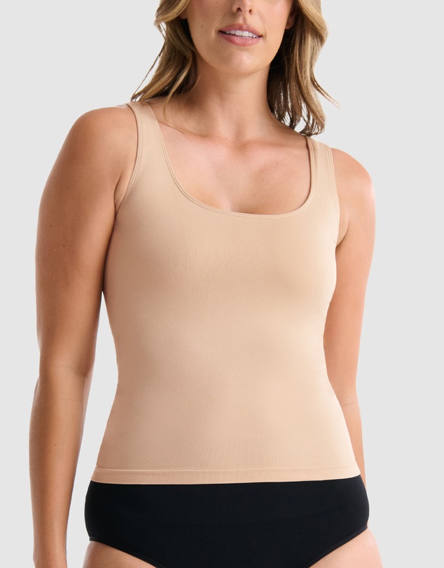 Ambra - 2 Pack Seamless Smoothies Reversible Shelf Bra Tank