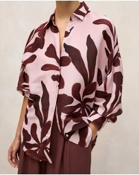 Trenery - Wakame Linen Silk Resort Shirt in Light Pink