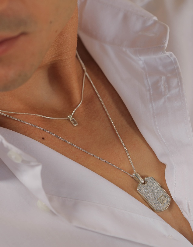 Kuzzoi - ICONIC EXCLUSIVE - Hammered Dog Tag Pendant Necklace in 925 Silver