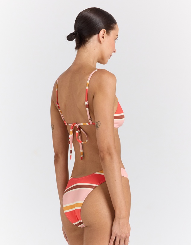 Poolside Paradiso - Calypso Scoop Bralette Tie Bikini Top - Sunset