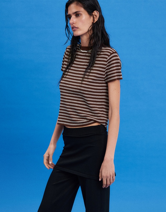 M.N.G - Short Sleeve Ribbed Sweater Top