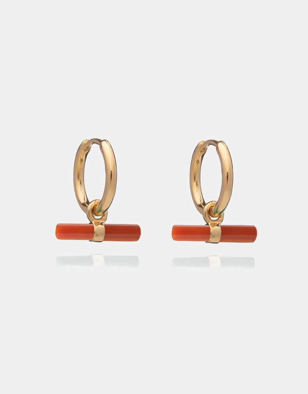 Rachel Jackson - Vitality Carnelian T-Bar Huggie Hoop Earrings
