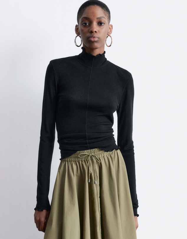 & Other Stories - Scalloped Mock-Neck Top