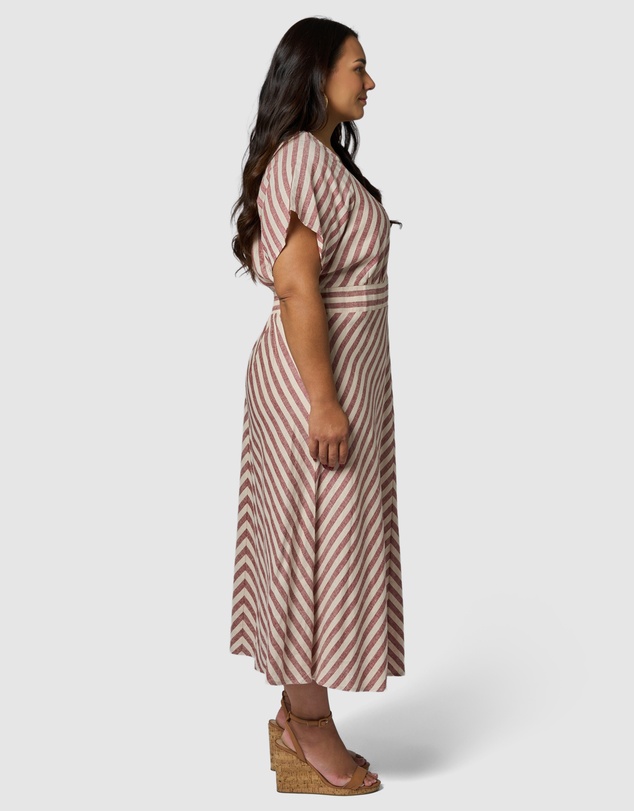 Something 4 Olivia - Allegra Linen Stripe Midi Dress