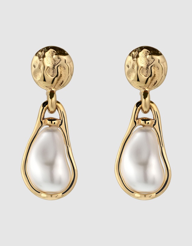 Elli Jewelry - Flowing Pearl Drop Earrings in Gold-Plated 925 Silver