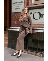 Petal & Pup - Everett Cable Knit Skirt Set - Chocolate