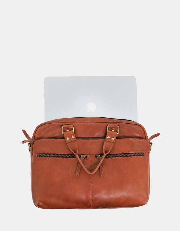 Pierre Cardin - Pierre Cardin Multi-Compartment Leather Computer Bag